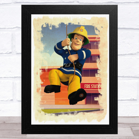 Fireman Sam Swinging Children's Kid's Wall Art Print