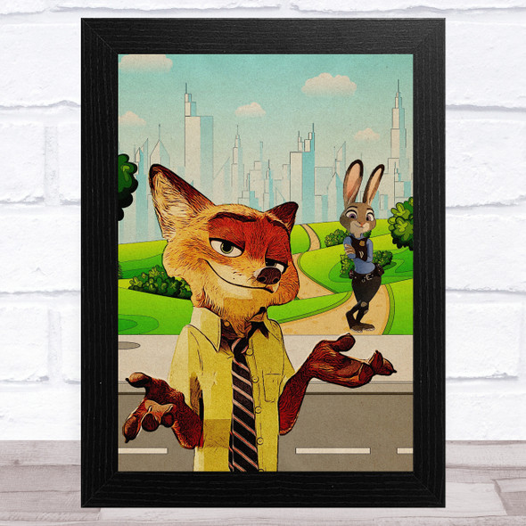 Zootropolis Retro Children's Kid's Wall Art Print