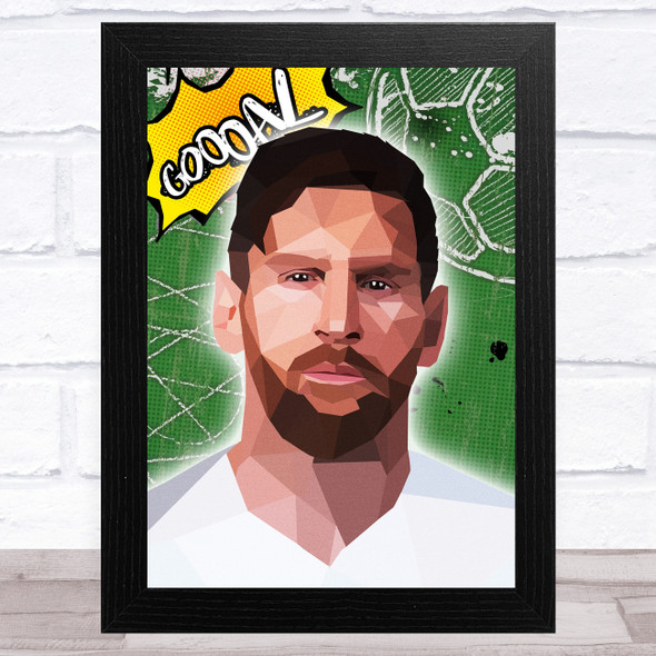 Lionel Messi Polygon Goal Comic Style Celeb Wall Art Print