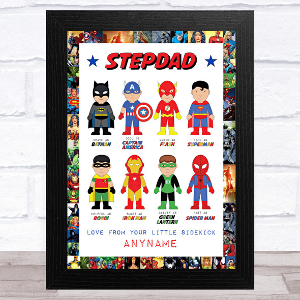 Stepdad Like My Favourite Super Hero's Personalised Dad Father's Day Gift Print
