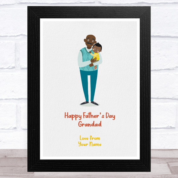 Happy Father's Day Grandad Dark Skin Personalised Dad Father's Day Gift Print