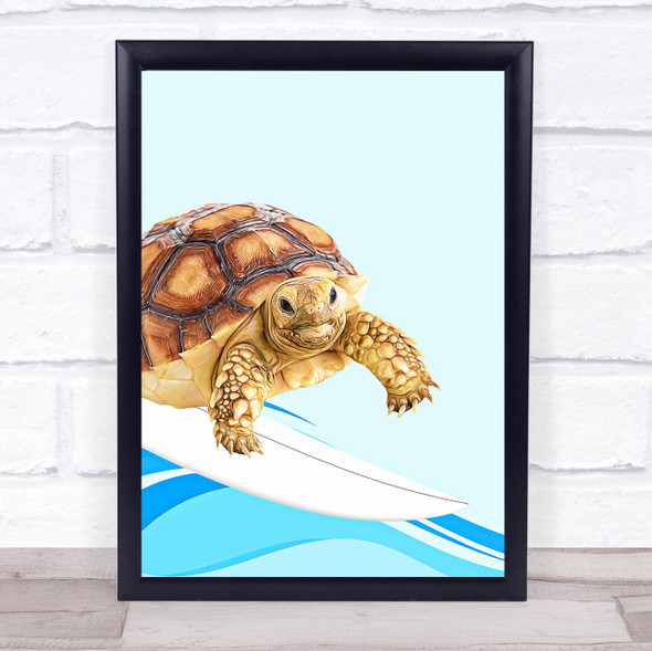 Surfing Turtle Wall Art Print