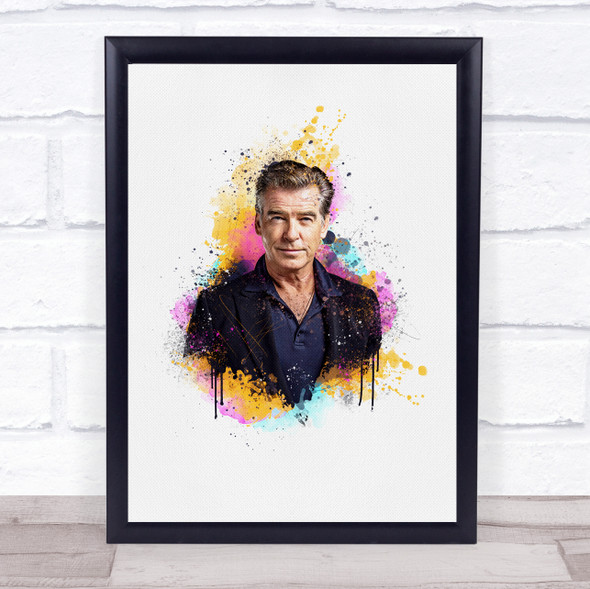 Pierce Brosnan Watercolour Splatter Drip Wall Art Print Pierce Brosnan Watercolour Splatter Drip Wall Art Print