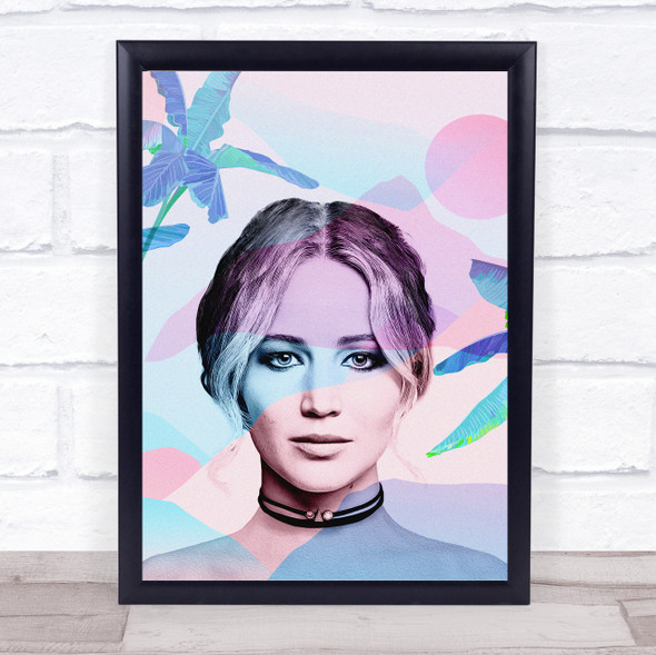 Jennifer Lawrence Pastel Pink Blue Wall Art Print