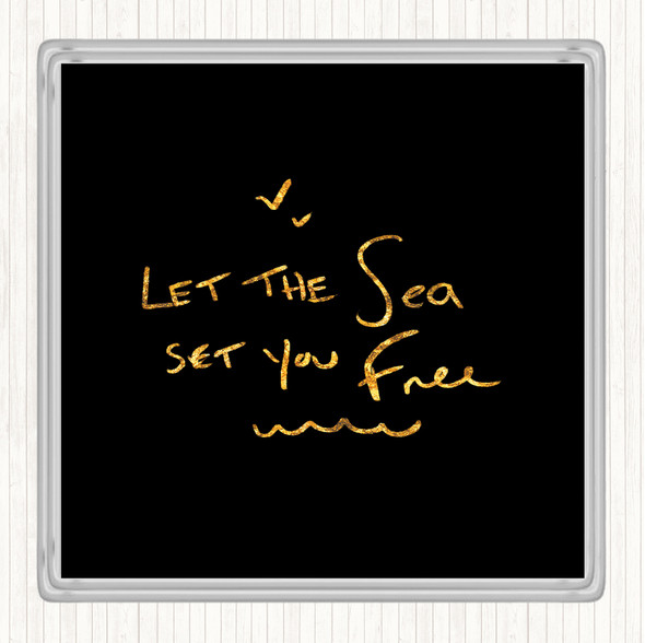 Black Gold Sea Set Free Quote Coaster