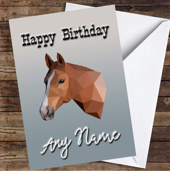 Horse Head Polygon Simple Personalised Birthday Card