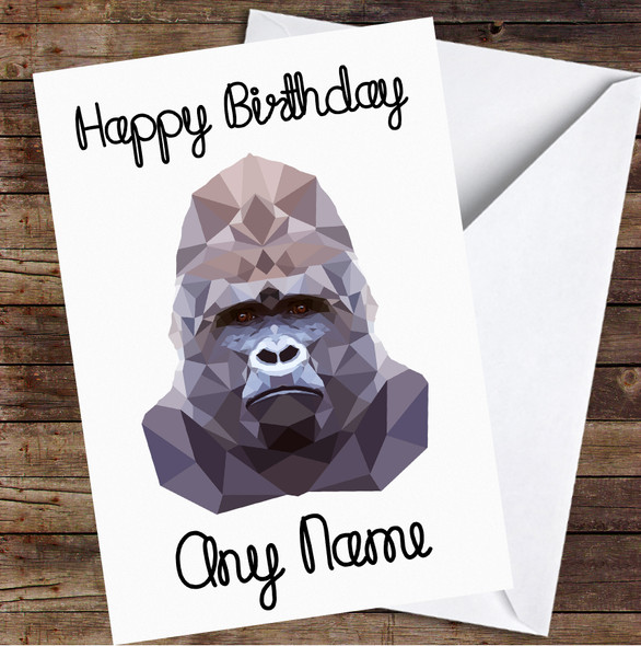 Polygon Simple Gorilla Personalised Birthday Card