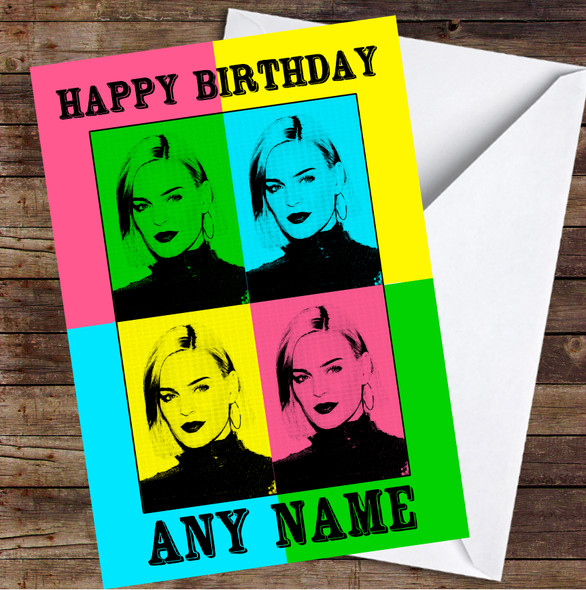 Anne Marie Repeated Neon Pop Art Personalised Birthday Card