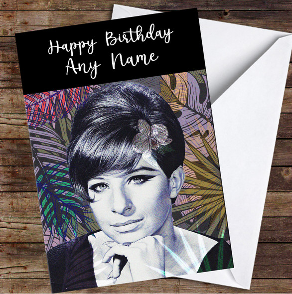 Barbra Streisand Jungle Leaves Personalised Birthday Card