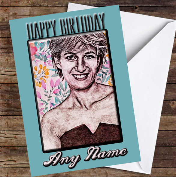Princess Diana Floral Sketch Personalised Birthday Card