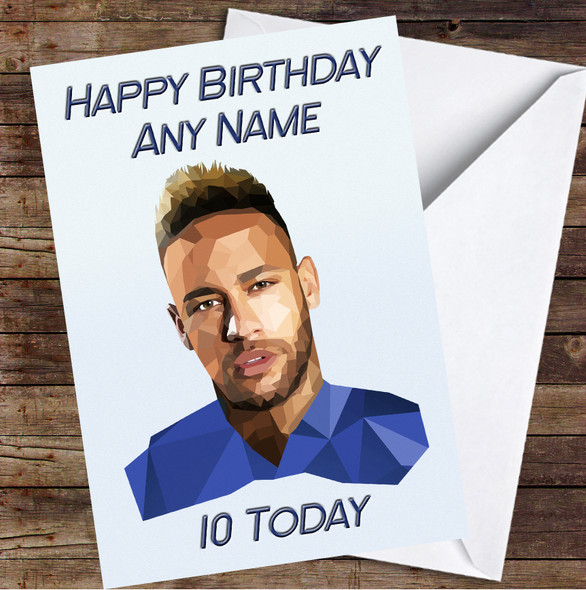 Neymar Polygon Simple Personalised Birthday Card