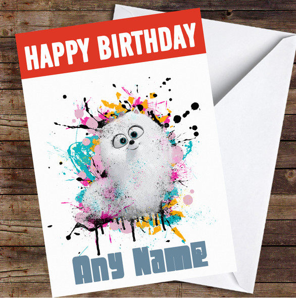The Secret Life Of Pets Gidget Splatter Personalised Birthday Card