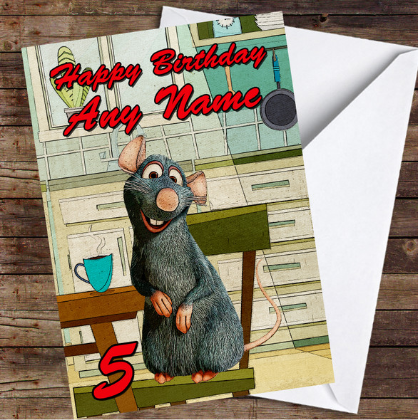 Ratatouille Rat Cartoon Chair Kitchen Personalised Birthday Card