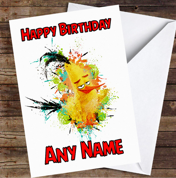 The Angry Birds Chuck Cute Splatter Personalised Birthday Card