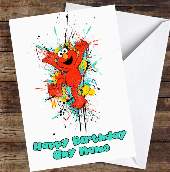 Sesame Street Elmo Splatter Personalised Birthday Card