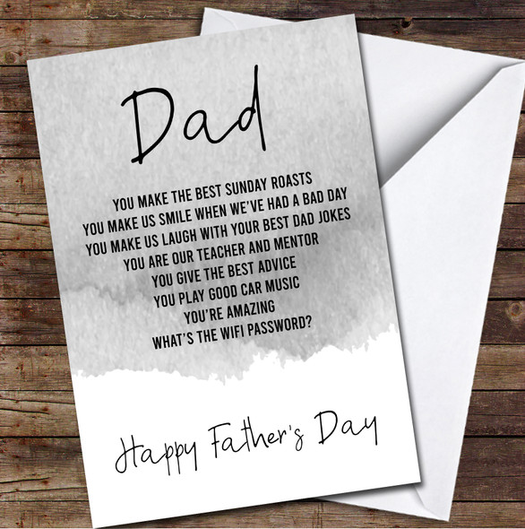 Personalised Grey Dad Personalised Father's Day Greetings Card