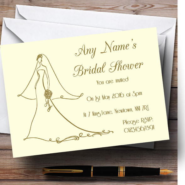 Cream Elegant Customised Bridal Shower Party Invitations