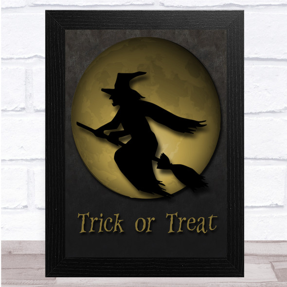 Witch Gold Moon Trick Or Treat Wall Art Print