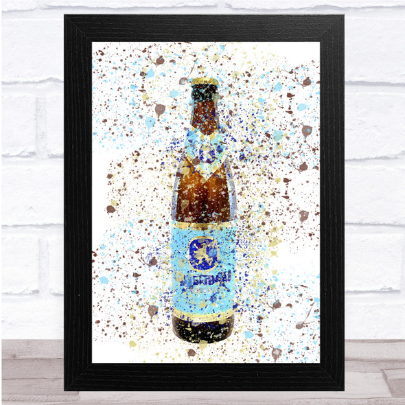 Lowenbrau - Blue And Brown Splat Wall Art Print