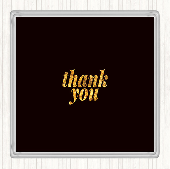 Black Gold Small Thank You Quote Coaster