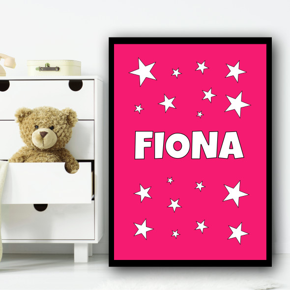 Pink Star Cluster Pink Name Personalised Wall Art Print