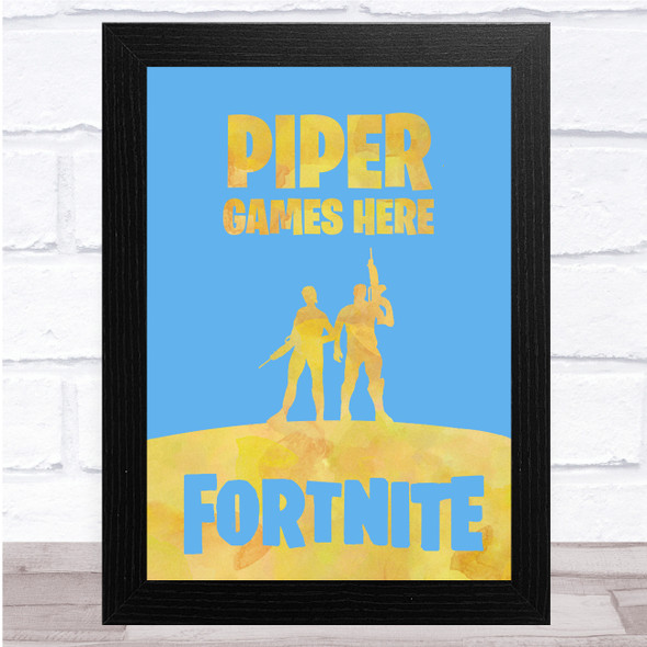 Fortnite Figures Yellow Blue Any Name Personalised Wall Art Print