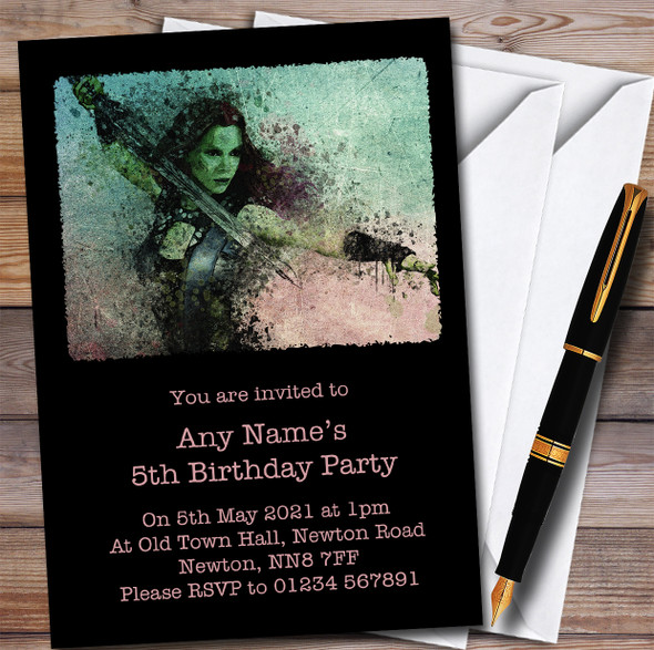 Gamora Watercolour Splatter Children's Personalised Birthday Party Invitations