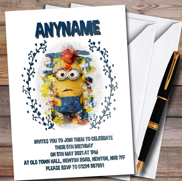 Minion Smudge Style Fun Children's Kids Personalised Birthday Party Invitations