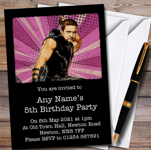 Clint Barton Hawkeye Jeremy Renner Children's Birthday Party Invitations