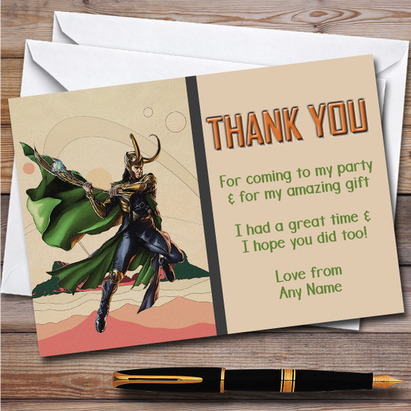 Loki Retro Children's Kids Personalised Birthday Party Thank You Cards
