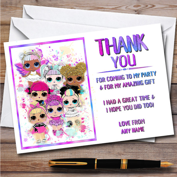 Lol Dolls Gang Splatter Art Children's Birthday Party Thank You Cards
