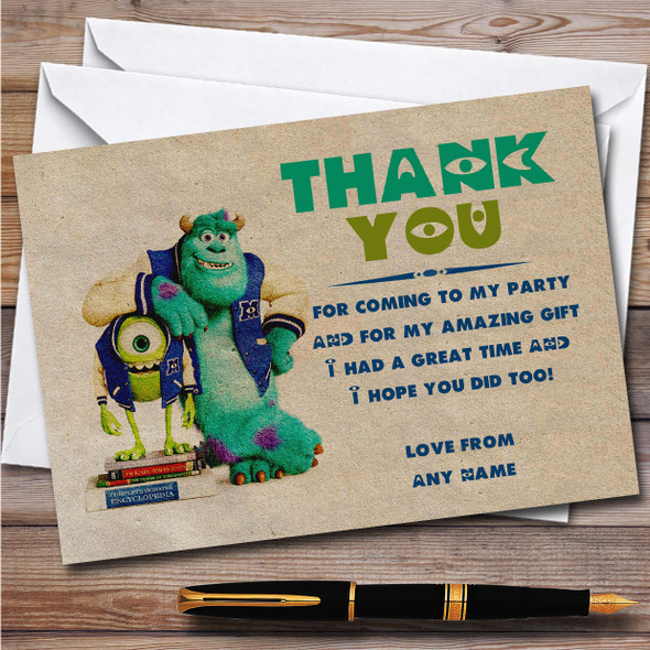 Monsters Inc Vintage Children's Kids Personalised Birthday Party Thank You Cards