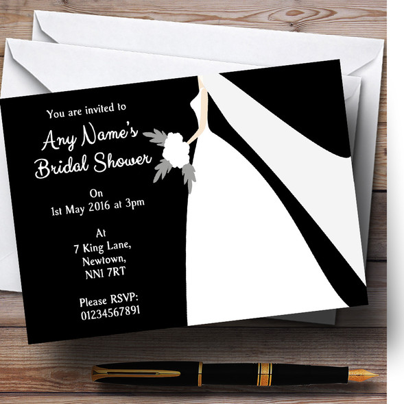 Black Bride Customised Bridal Shower Party Invitations