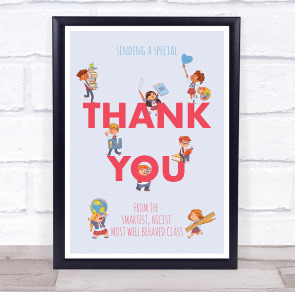 Classroom Sending A Special Pink Thank You Kids Personalised Wall Art Print