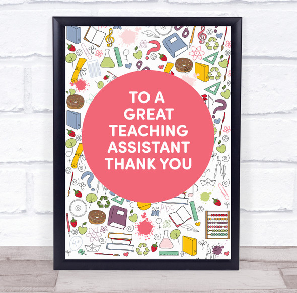 Teaching Assistant Thank You School Colourful Personalised Wall Art Print