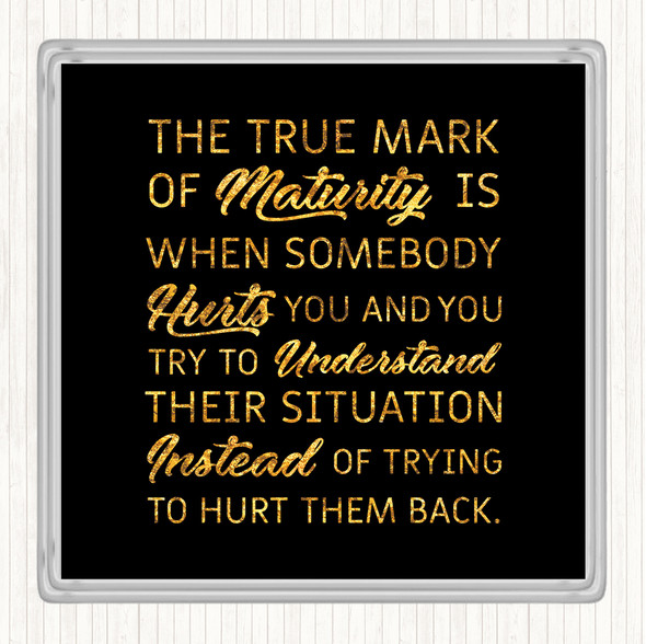 Black Gold True Mark Quote Coaster