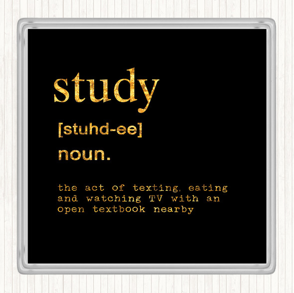Black Gold Word Definition Study Quote Coaster