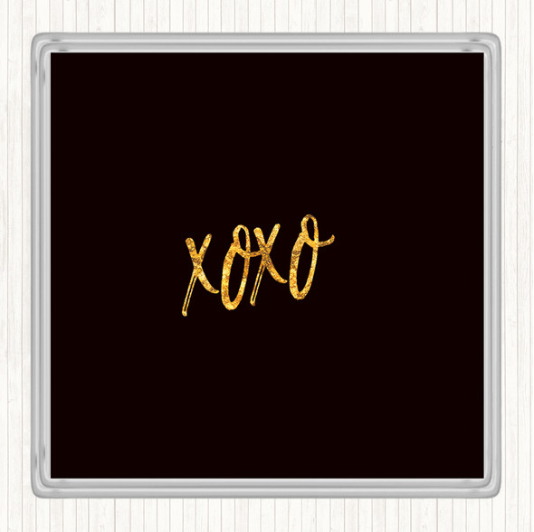 Black Gold Xoxo Quote Coaster