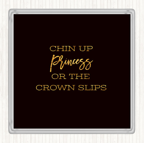 Black Gold Crown Slips Quote Coaster