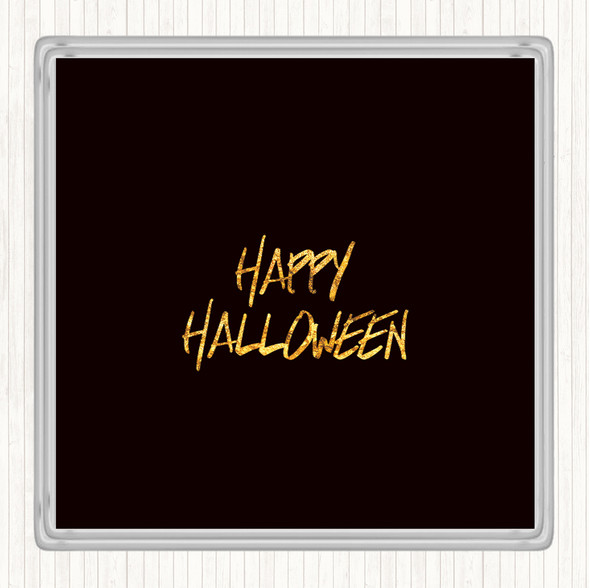 Black Gold Halloween Quote Coaster