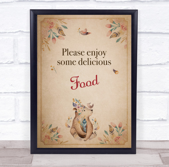 Vintage Bear Baby Shower Food Personalised Event Occasion Party Decoration Sign