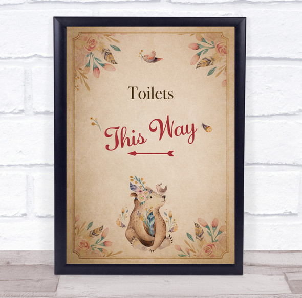 Vintage Bear Baby Shower Toilets This Way Left Personalised Event Party Sign