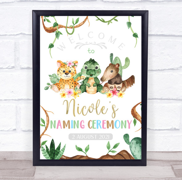 Baby Animals Welcome Naming Ceremony Personalised Event Party Decoration Sign