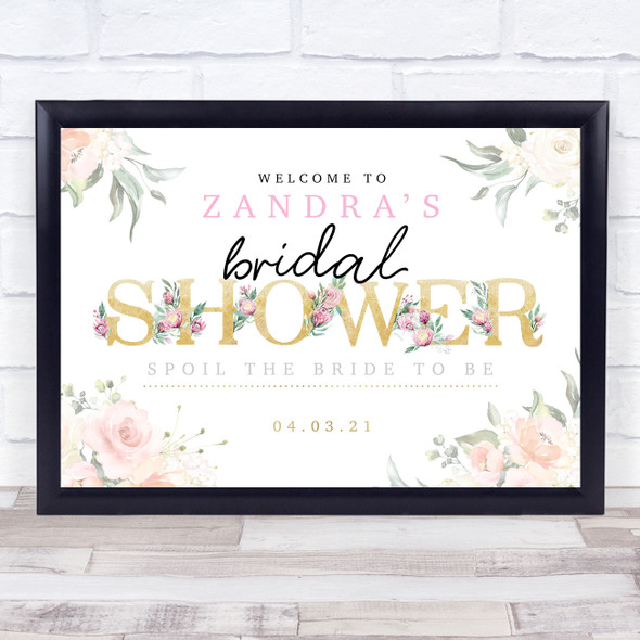Bridal Shower Gold & Rose Personalised Event Occasion Party Decoration Sign