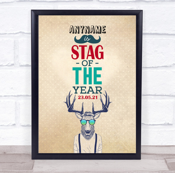 Stag Of The Year Hipster Stag Do Personalised Event Party Decoration Sign