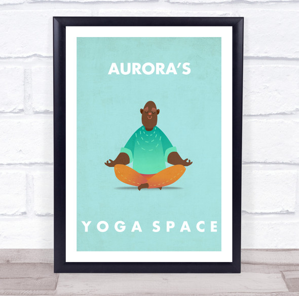 Dark Skin Male Meditation Yoga Gym Space Room Personalised Wall Art Sign