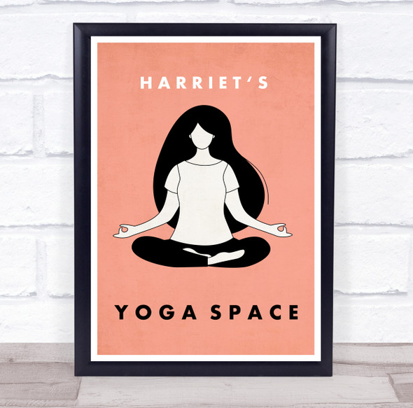 Meditation Pink Yoga Gym Space Room Personalised Wall Art Sign