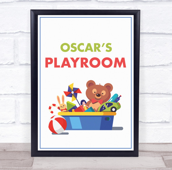 Toy Box Teddy Play Room Personalised Wall Art Sign