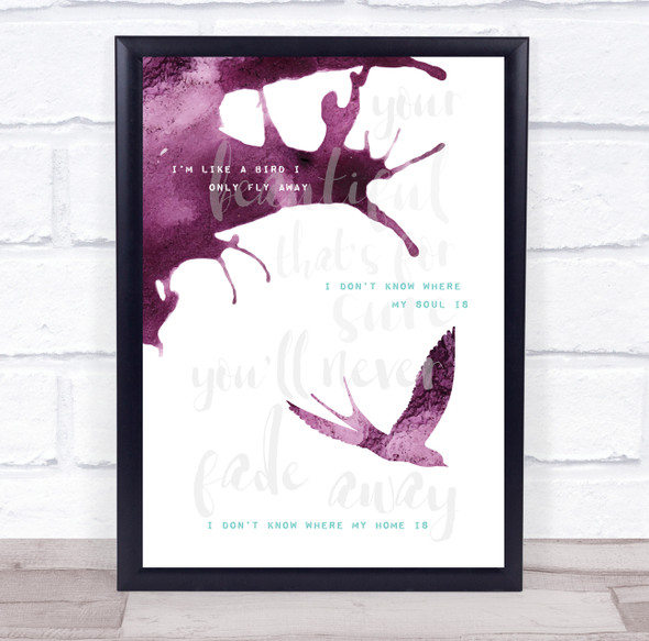 Nelly Furtado IÂ’M Like A Bird Purple Splatter Bird Music Song Lyric Wall Art Print