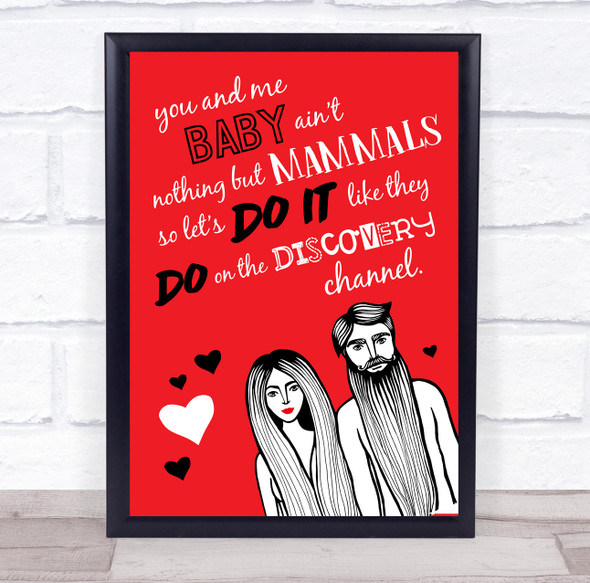 Bloodhound Gang The Bad Touch Red Male And Female Music Song Lyric Wall Art Print